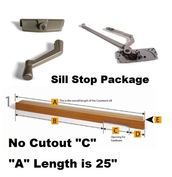 Wood Casement Window Replacement Sill Stop [Bottom] and Operator and