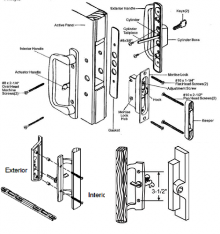 Patio Door Parts Locks Handles, Sliding Door Replacement Handle